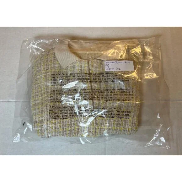 Zara Yellow and Beige Tweed Dress - Picture 16 of 16